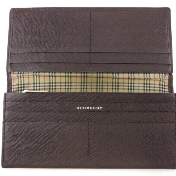 Burberry Long Wallet Logo Leather Authentic USED - Picture 7 of 10